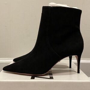 Black Suede Pointed-Toe Ankle Boot